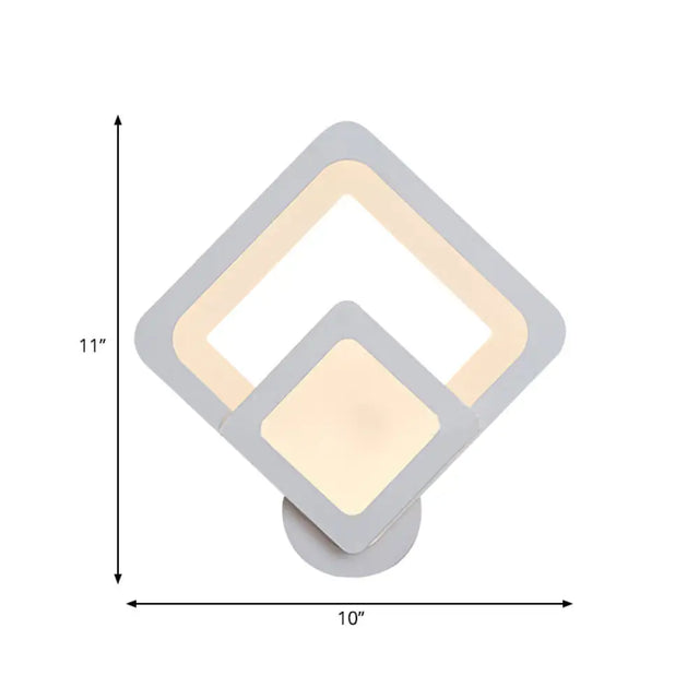 Minimalist Led Wall Sconce Light With Acrylic Shade - White Square/Oval Mounted Lamp Warm/White