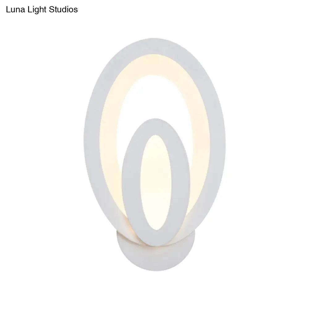 Minimalist Led Wall Sconce Light With Acrylic Shade - White Square/Oval Mounted Lamp Warm/White