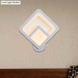 Minimalist Led Wall Sconce Light With Acrylic Shade - White Square/Oval Mounted Lamp Warm/White