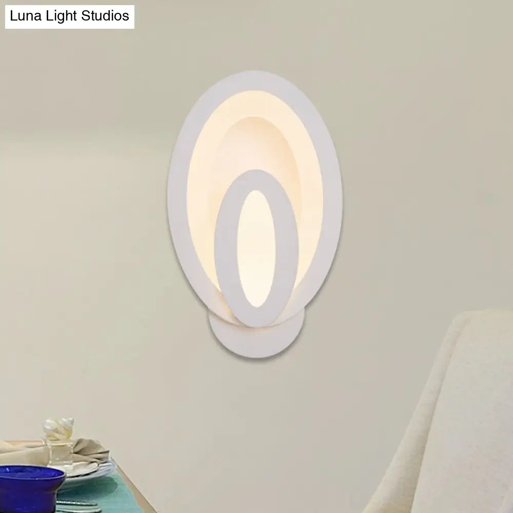 Minimalist Led Wall Sconce Light With Acrylic Shade - White Square/Oval Mounted Lamp Warm/White