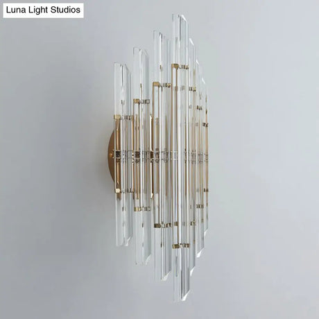 Minimalist Led Wall Sconce Light With K9 Crystal Strip - Rhombus Design For Living Room
