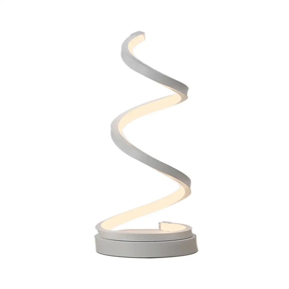 Minimalist Led White Desk Lamp For Study Room - Warm/White Light Spiral Nightstand Lighting With