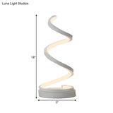 Minimalist Led White Desk Lamp For Study Room - Warm/White Light Spiral Nightstand Lighting With