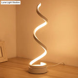 Minimalist Led White Desk Lamp For Study Room - Warm/White Light Spiral Nightstand Lighting With