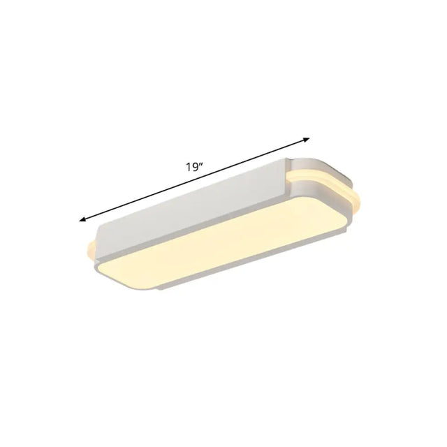 Minimalist Led White Flush Mount Light Fixture In White/Warm Rectangle Metal Multiple Sizes