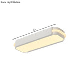 Minimalist Led White Flush Mount Light Fixture In White/Warm Rectangle Metal Multiple Sizes