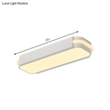 Minimalist Led White Flush Mount Light Fixture In White/Warm Rectangle Metal Multiple Sizes