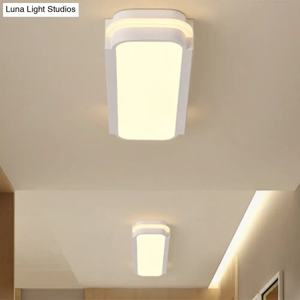 Minimalist Led White Flush Mount Light Fixture In White/Warm Rectangle Metal Multiple Sizes