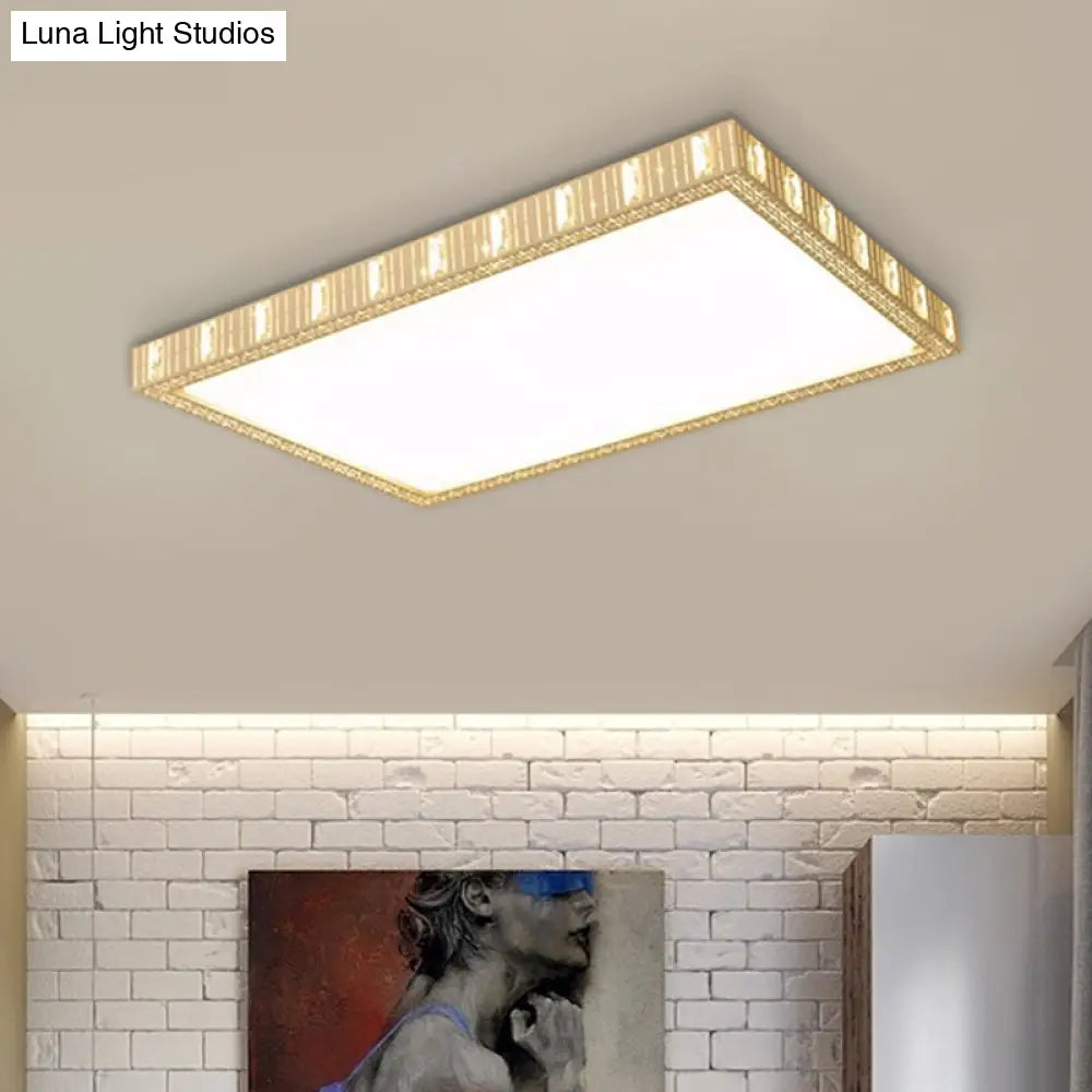 Minimalist Led White Flushmount Lamp - Ceramics Rectangular Flush Mounted Light