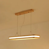 Minimalist Led Wood Rectangular Hanging Island Lamp - Acrylic Ceiling Suspension For Dinners / 35.5