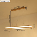 Minimalist Led Wood Rectangular Hanging Island Lamp - Acrylic Ceiling Suspension For Dinners