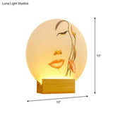 Minimalist Led Wood Wall Lamp: Circular Metallic Butterfly And Leaf Mural Lighting