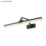Minimalist Linear Led Wall Vanity Light & Metallic Mirror Cabinet - Black