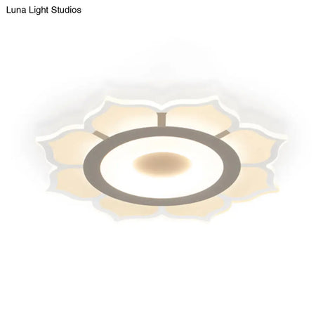 Minimalist Lotus Flush Mount Led Lighting For Living Room - Clear Acrylic Fixture