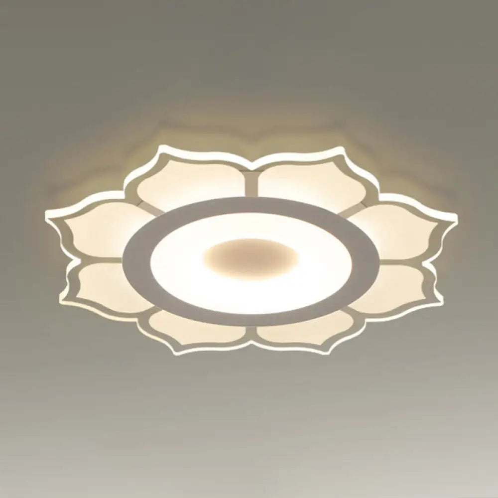 Minimalist Lotus Flush Mount Led Lighting For Living Room - Clear Acrylic Fixture