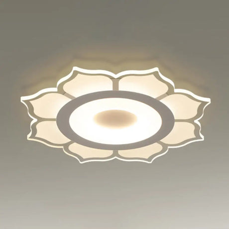 Minimalist Lotus Flush Mount Led Lighting For Living Room - Clear Acrylic Fixture