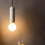 Minimalist Marble Capsule Pendant - Bedside Mini Hanging Lamp With Opal Glass Shade (White/Black)
