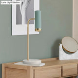 Minimalist Marble Led Nightstand Light - White/Blue Tube Design For Living Room