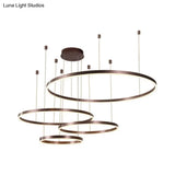 Minimalist Metal Bubble Ring Chandelier: 4-Light Led Suspension Light In Black/Gold/Coffee