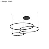 Minimalist Metal Bubble Ring Chandelier: 4-Light Led Suspension Light In Black/Gold/Coffee