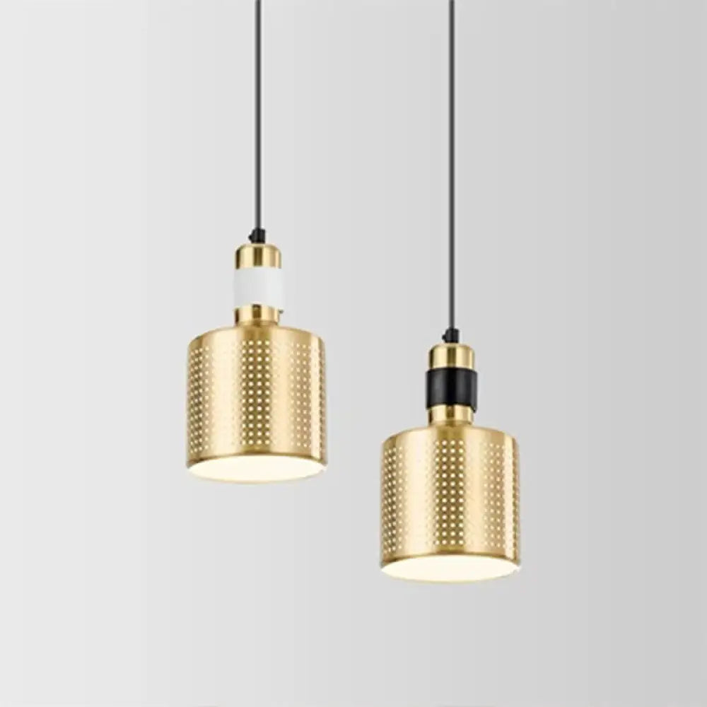 Minimalist Metal Cylinder Ceiling Light Pendant - 1 Head Drop For Bedside White