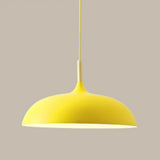 Minimalist Metal Down Lighting Pendant For Bedroom - Circle Fixture Yellow