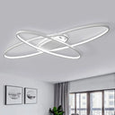 Minimalist Metal Elliptical Flush Mount Led Ceiling Lamp In Warm/White Light (Black/White) White /