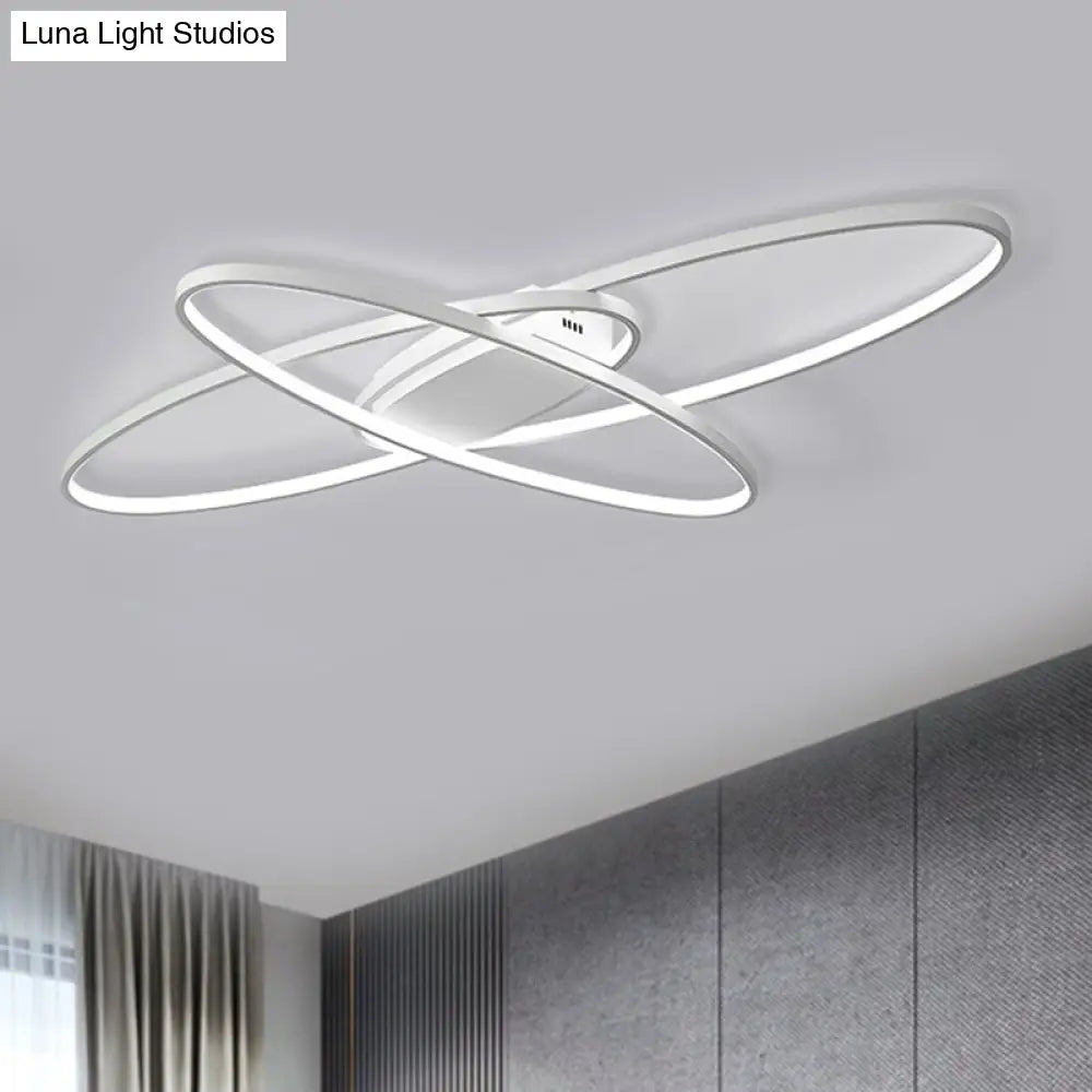 Minimalist Metal Elliptical Flush Mount Led Ceiling Lamp In Warm/White Light (Black/White)