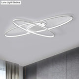 Minimalist Metal Elliptical Flush Mount Led Ceiling Lamp In Warm/White Light (Black/White)