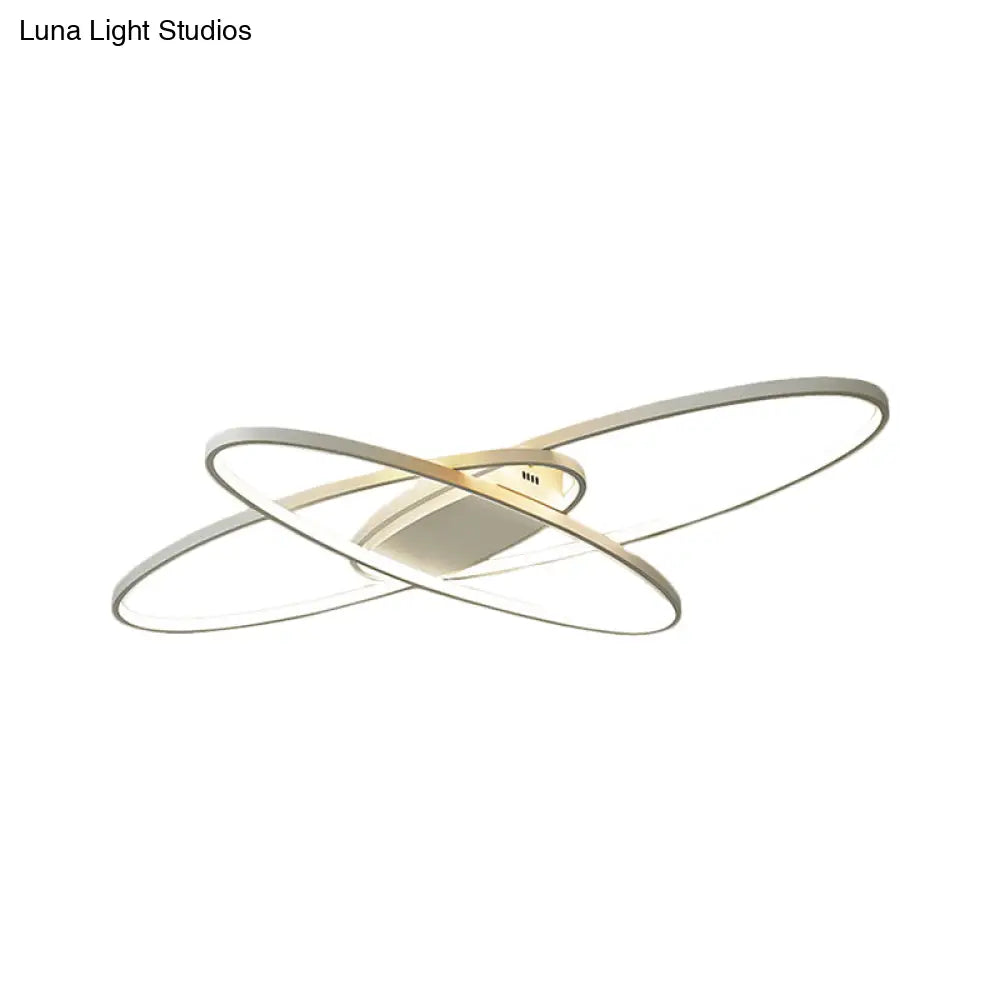 Minimalist Metal Elliptical Flush Mount Led Ceiling Lamp In Warm/White Light (Black/White)