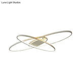 Minimalist Metal Elliptical Flush Mount Led Ceiling Lamp In Warm/White Light (Black/White)