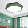 Minimalist Metal Green Led Flush Mount Ceiling Light With Acrylic Diffuser - 16.5’/20.5’ Wide