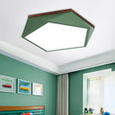 Minimalist Metal Green Led Flush Mount Ceiling Light With Acrylic Diffuser - 16.5’/20.5’ Wide