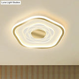 Minimalist Metal Led Flush Ceiling Light - Pentagonal Bedroom Fixture