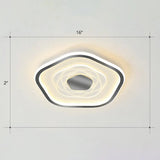 Minimalist Metal Led Flush Ceiling Light - Pentagonal Bedroom Fixture Black / 16’ Third Gear