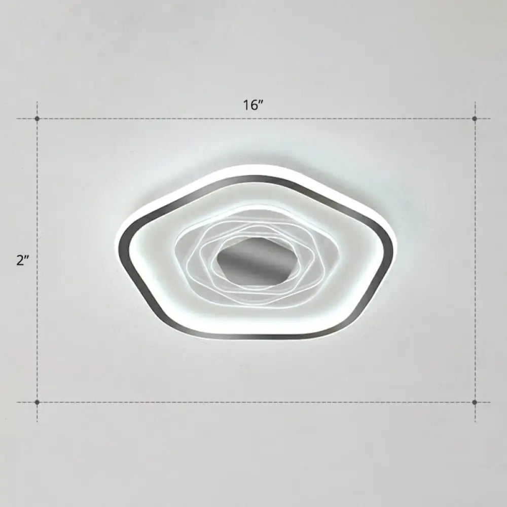 Minimalist Metal Led Flush Ceiling Light - Pentagonal Bedroom Fixture Black / 16’ White