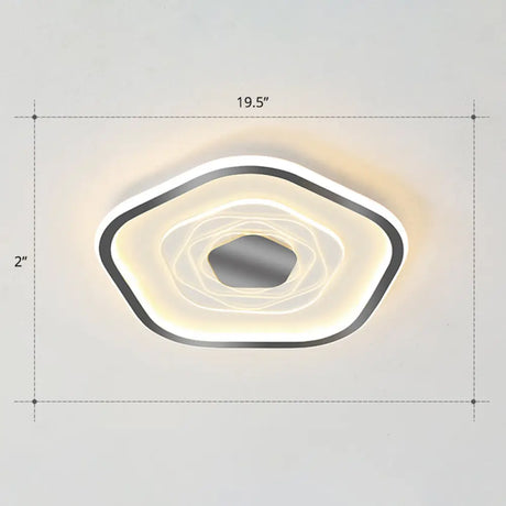 Minimalist Metal Led Flush Ceiling Light - Pentagonal Bedroom Fixture Black / 19.5’ Third Gear