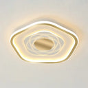 Minimalist Metal Led Flush Ceiling Light - Pentagonal Bedroom Fixture Gold / 16’ Warm