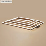 Minimalist Metal Led Flush Mount Ceiling Light With Multi-Tiered Rectangle Design For Living Room