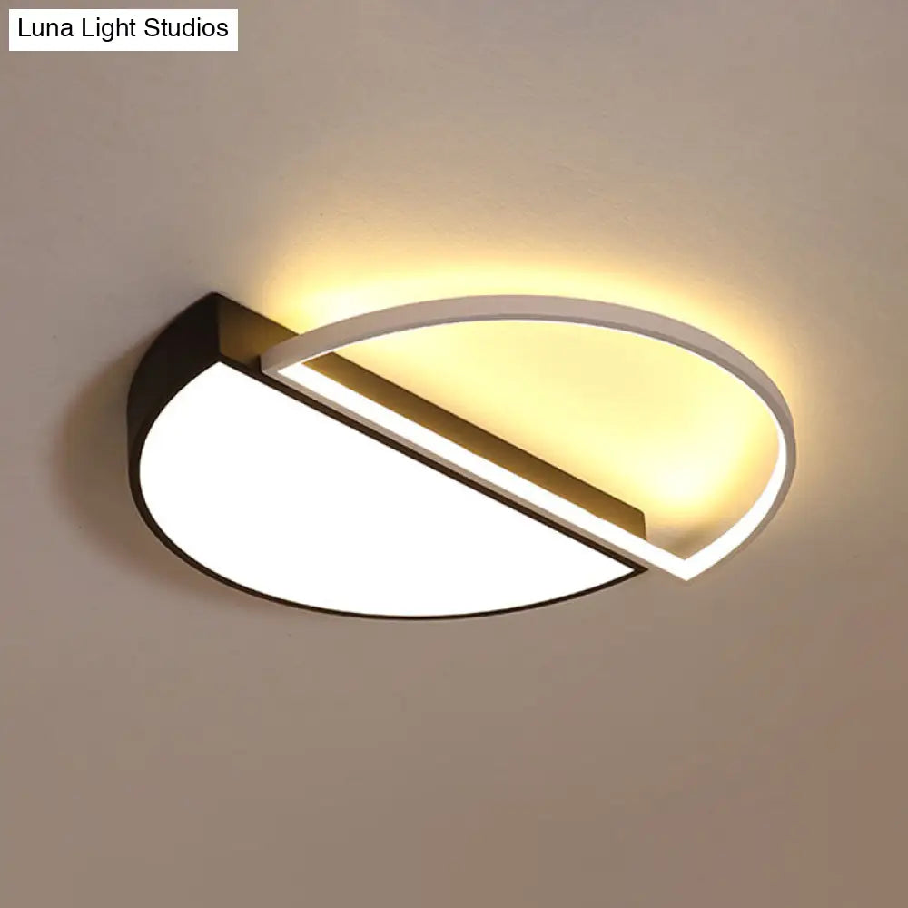 Minimalist Metal Led Flush Mount Lighting In Black For Living Room