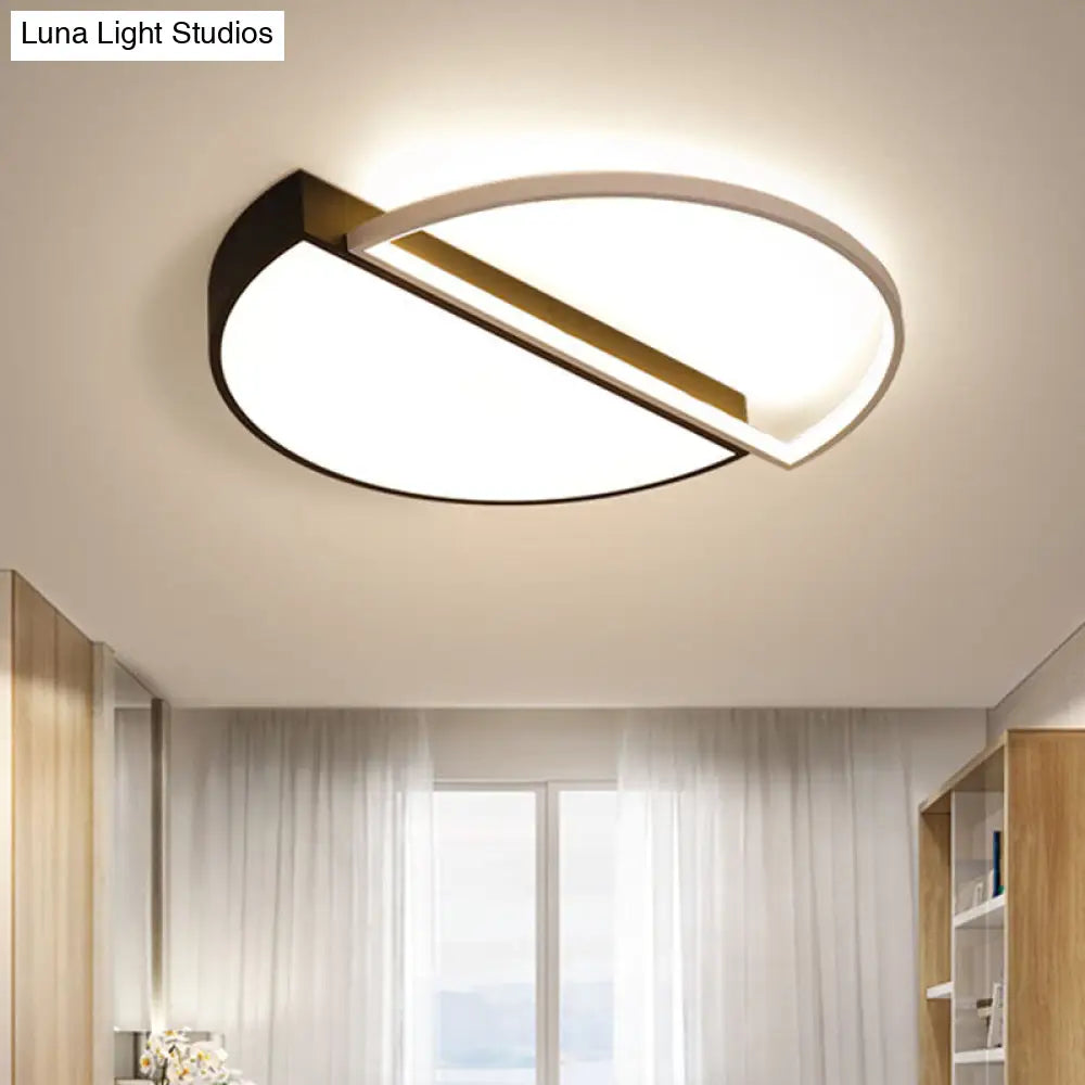 Minimalist Metal Led Flush Mount Lighting In Black For Living Room