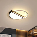 Minimalist Metal Led Flush Mount Lighting In Black For Living Room / Warm