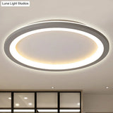Minimalist Metal Led Grey Flush Mount Light With Acrylic Diffuser In White/Warm 10’/14.5’/19’ Wide