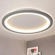 Minimalist Metal Led Grey Flush Mount Light With Acrylic Diffuser In White/Warm 10’/14.5’/19’