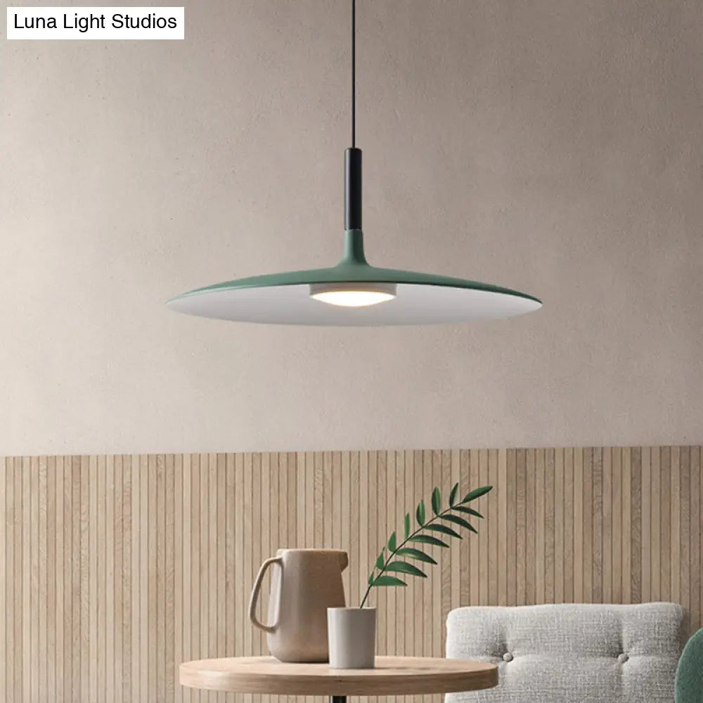 Minimalist Metal Led Pendant Lamp - Flying Saucer Style For Restaurants