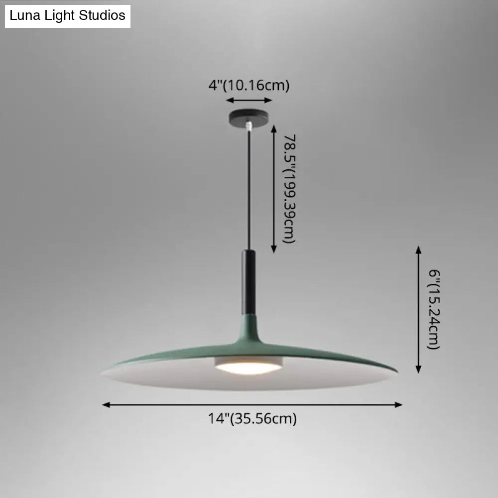 Minimalist Metal Led Pendant Lamp - Flying Saucer Style For Restaurants