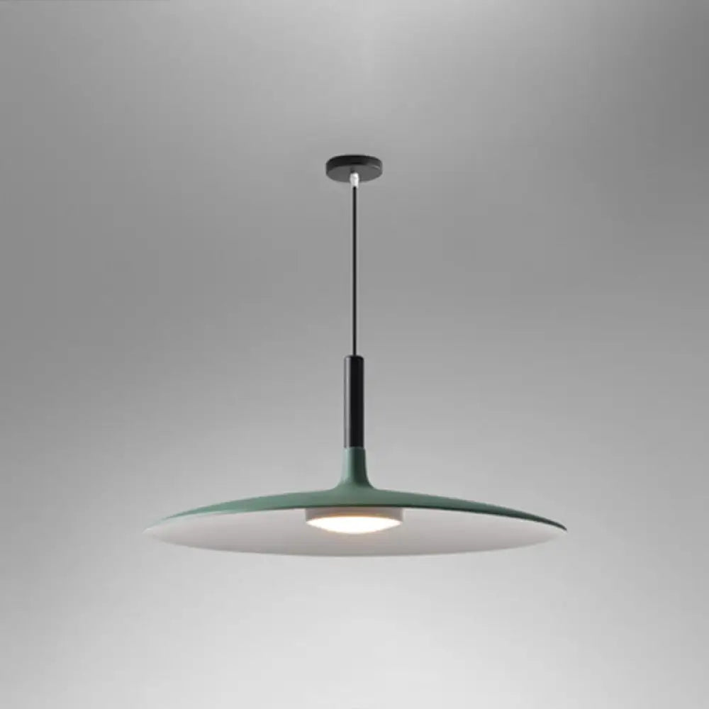 Minimalist Metal Led Pendant Lamp - Flying Saucer Style For Restaurants Green / 14
