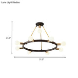 Minimalist Metal Loop Pendant Light: Modern 7/9-Head Black And Gold Chandelier For Bedroom