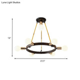 Minimalist Metal Loop Pendant Light: Modern 7/9-Head Black And Gold Chandelier For Bedroom
