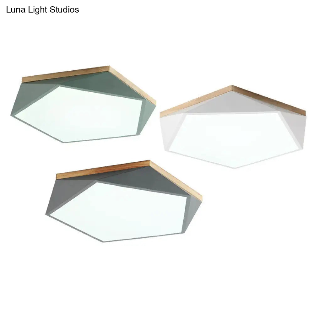 Minimalist Metal Pentagon Flush Mount Led Ceiling Light